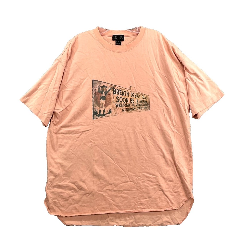 Robert Comstock T Shirt Mens XL Peach Graphic‎ Vintage Arizona Western Americana